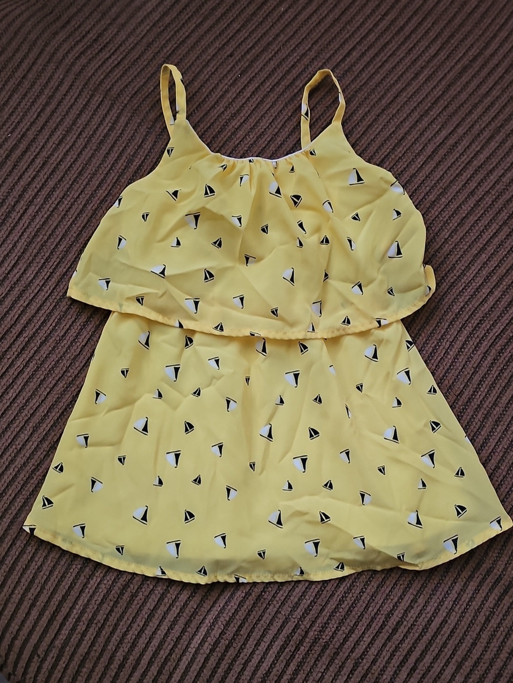 Nautica Yellow Sailboat Print Spaghetti Strap  Dress